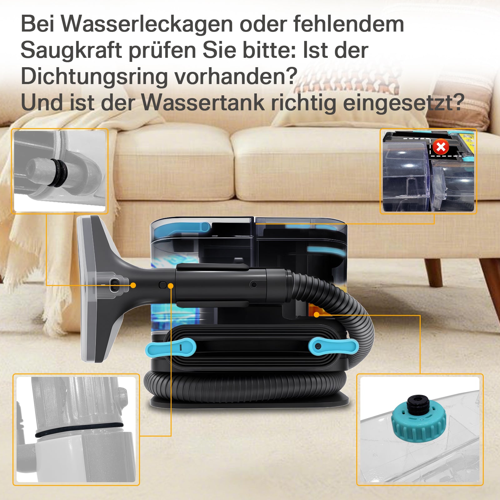 Grenintol C8 Teppichreinigungsgerät 25KPA Waschsauger,Fleckentferner,Teppichreiniger,Polsterreiniger Gerät