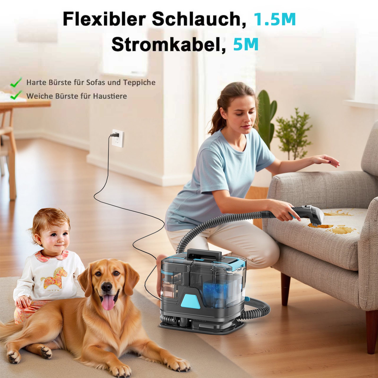 Grenintol C8 Teppichreinigungsgerät 25KPA Waschsauger,Fleckentferner,Teppichreiniger,Polsterreiniger Gerät