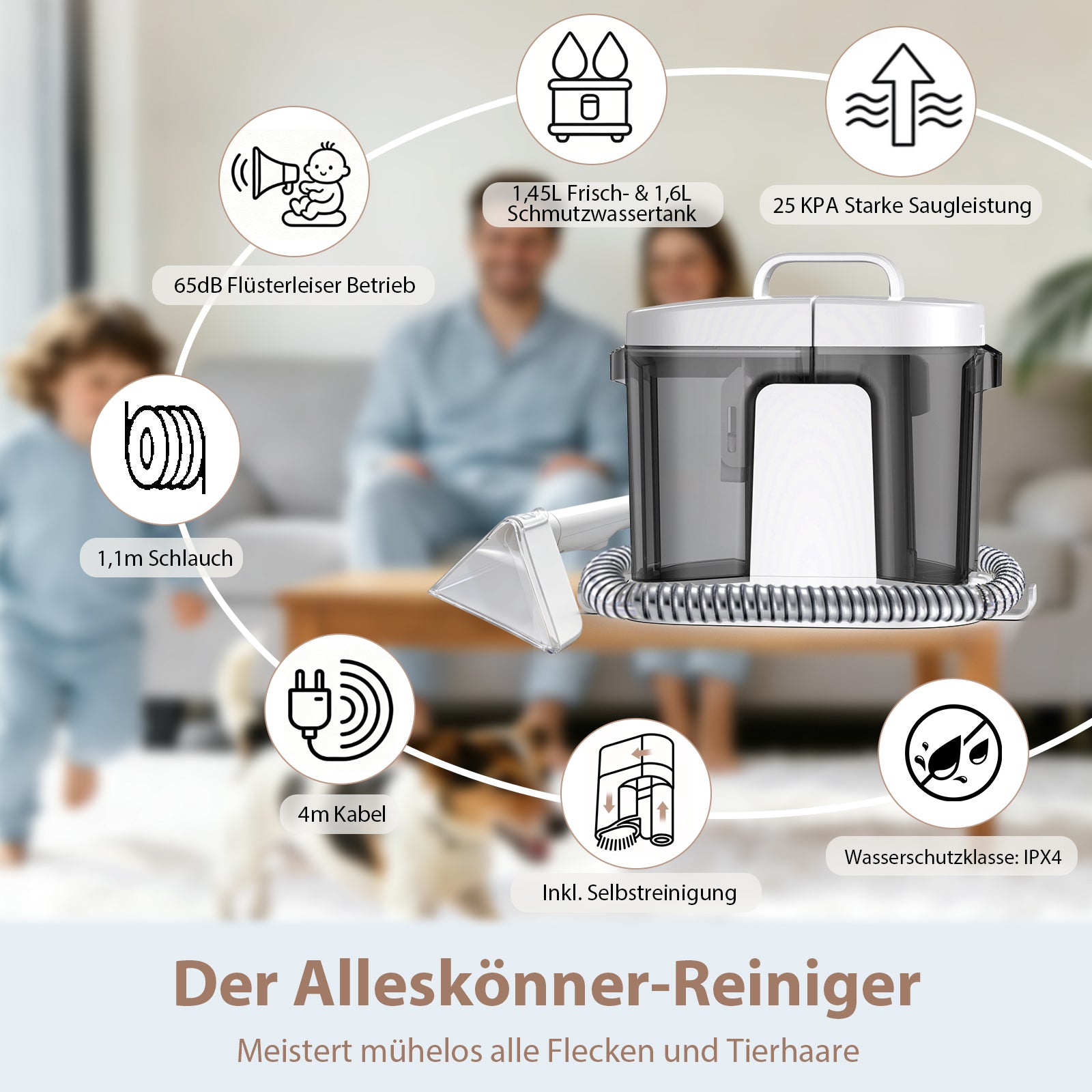 Grenintol C1 Teppichreinigungsgerät 25000pa Waschsauger,Fleckentferner,Teppichreiniger,Polsterreiniger Gerät