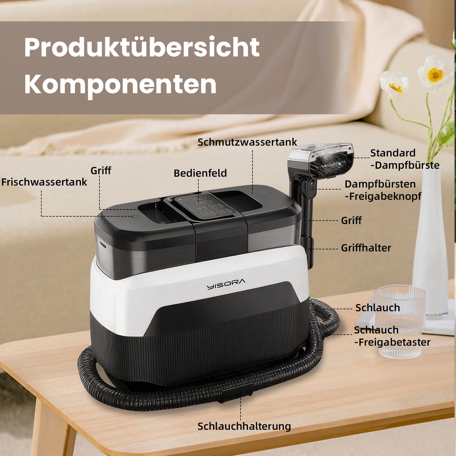 GRENINTOL Teppichreinigungsgerät,Waschsauger,Teppichreiniger,Polsterreiniger Gerät mit Dampferhitzung