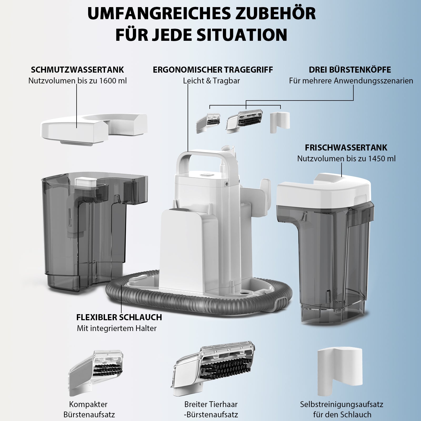 Grenintol C1 Teppichreinigungsgerät 25000pa Waschsauger,Fleckentferner,Teppichreiniger,Polsterreiniger Gerät