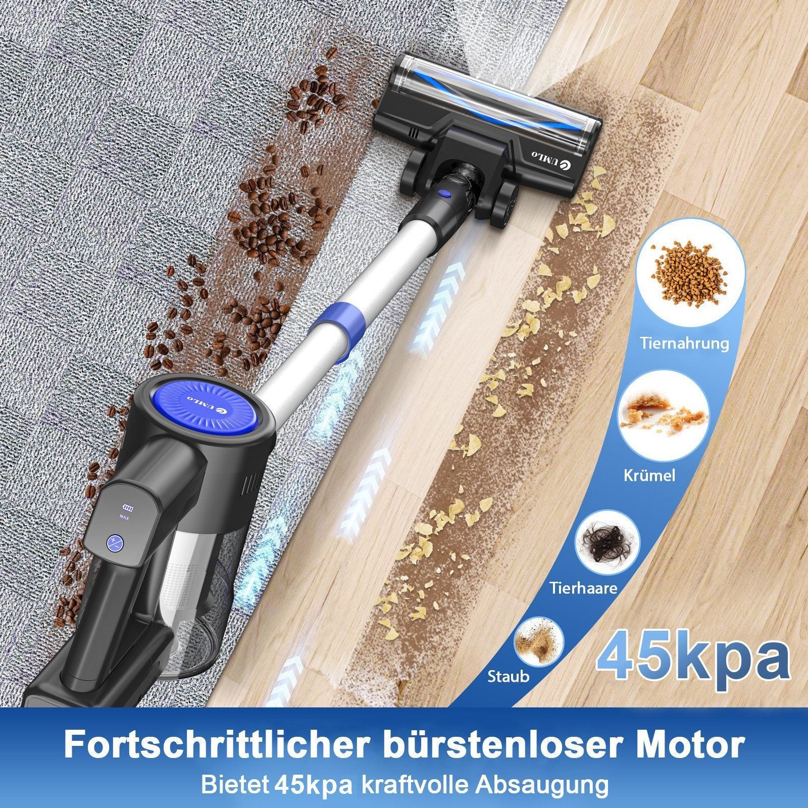 Grenintol S500 Akku-Hand-und Stielstaubsauger kabellos Staubsauger mit hoher Saugkraft,Akku Staubsauger