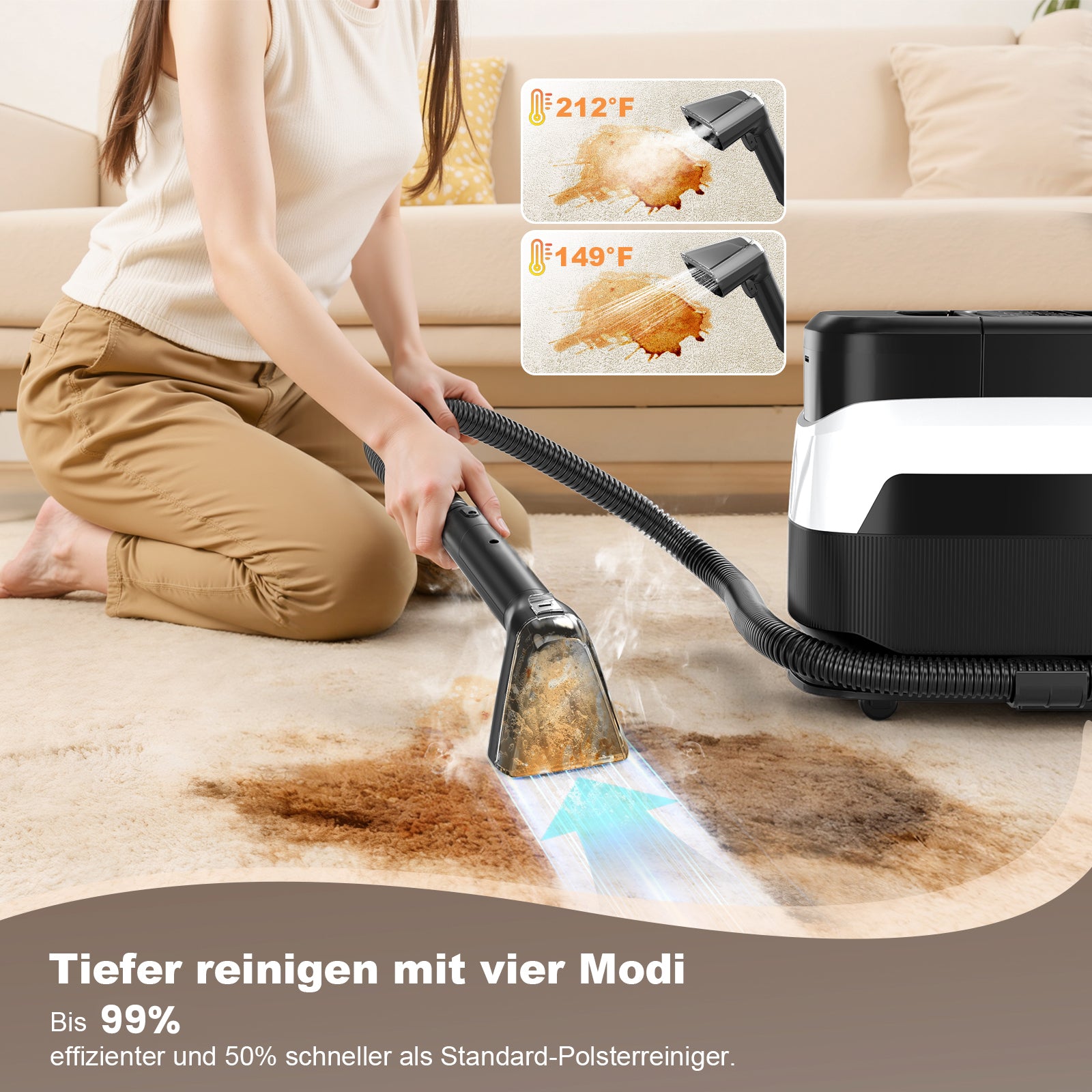 GRENINTOL Teppichreinigungsgerät,Waschsauger,Teppichreiniger,Polsterreiniger Gerät mit Dampferhitzung
