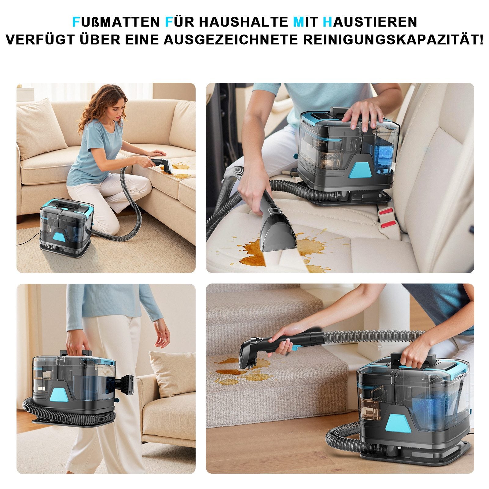Grenintol C8 Teppichreinigungsgerät 25KPA Waschsauger,Fleckentferner,Teppichreiniger,Polsterreiniger Gerät