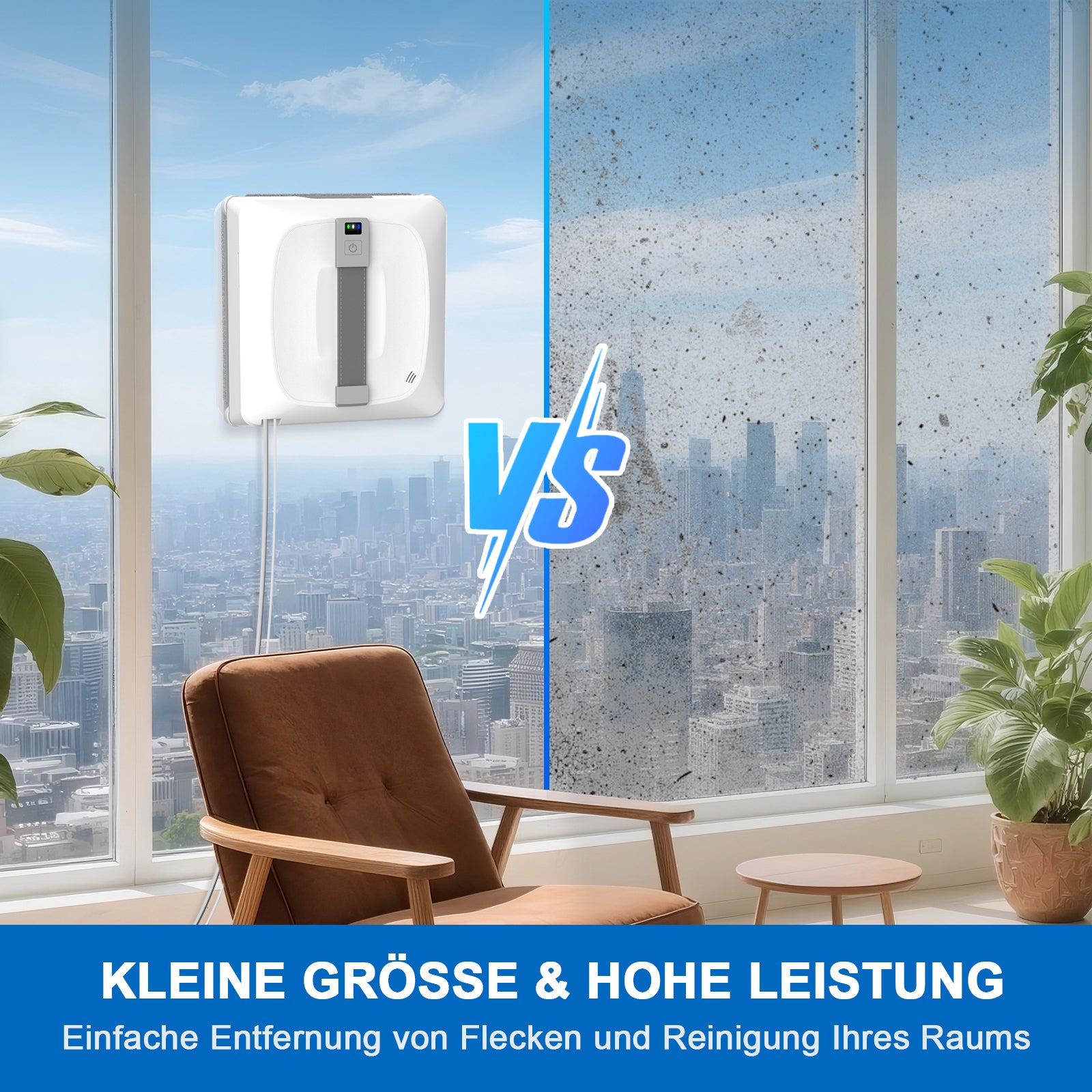 Grenintol Fensterputzroboter Automatischer Fensterputzroboter 8000PA,Fenstersauger mit Water Tank