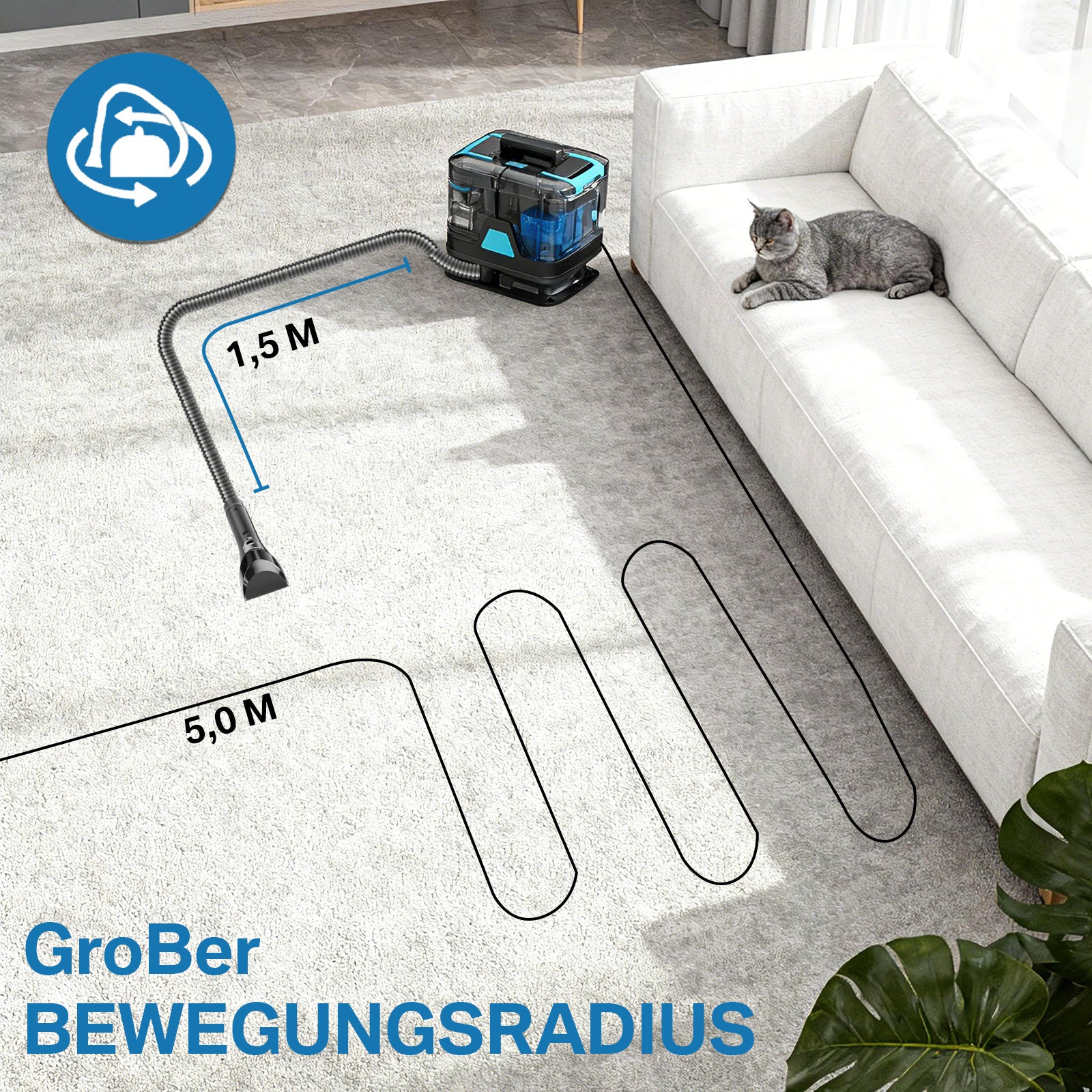 Grenintol C8 Teppichreinigungsgerät 25KPA Waschsauger,Fleckentferner,Teppichreiniger,Polsterreiniger Gerät