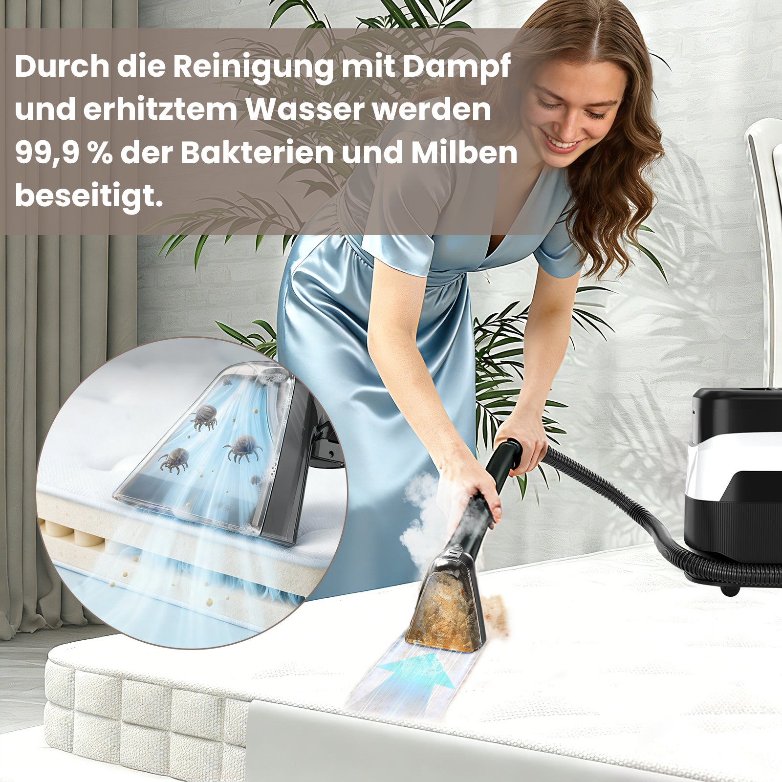 GRENINTOL Teppichreinigungsgerät,Waschsauger,Teppichreiniger,Polsterreiniger Gerät mit Dampferhitzung
