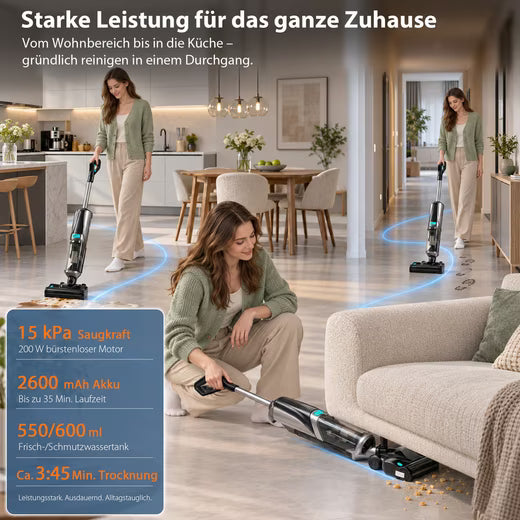 GRENINTOL Nass-Trocken-Akkusauger D2, Nass Trockensauger,intelligent Selbstreinigung Trocknung