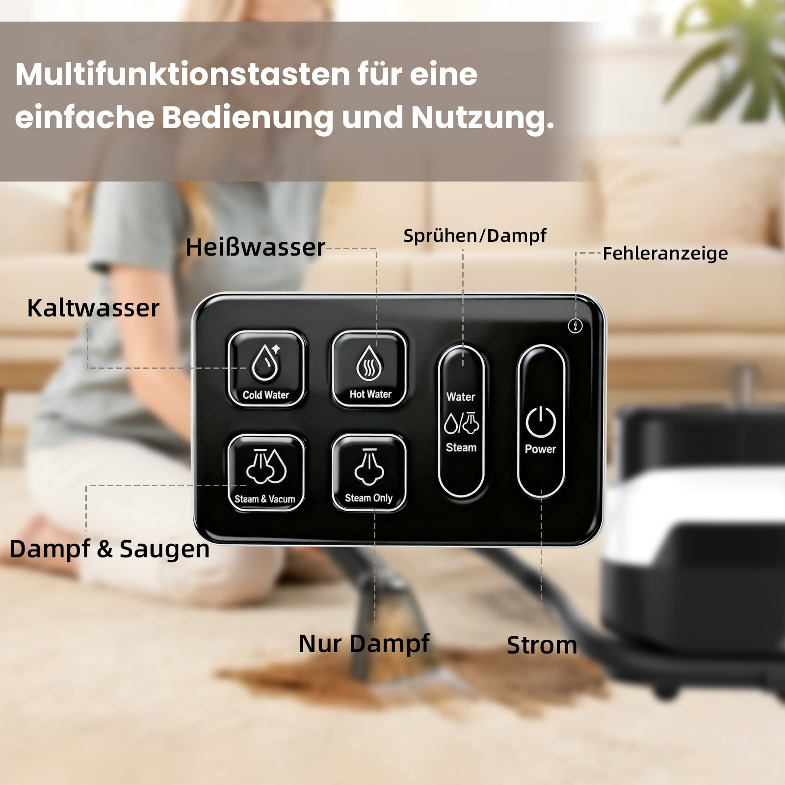 GRENINTOL Teppichreinigungsgerät,Waschsauger,Teppichreiniger,Polsterreiniger Gerät mit Dampferhitzung