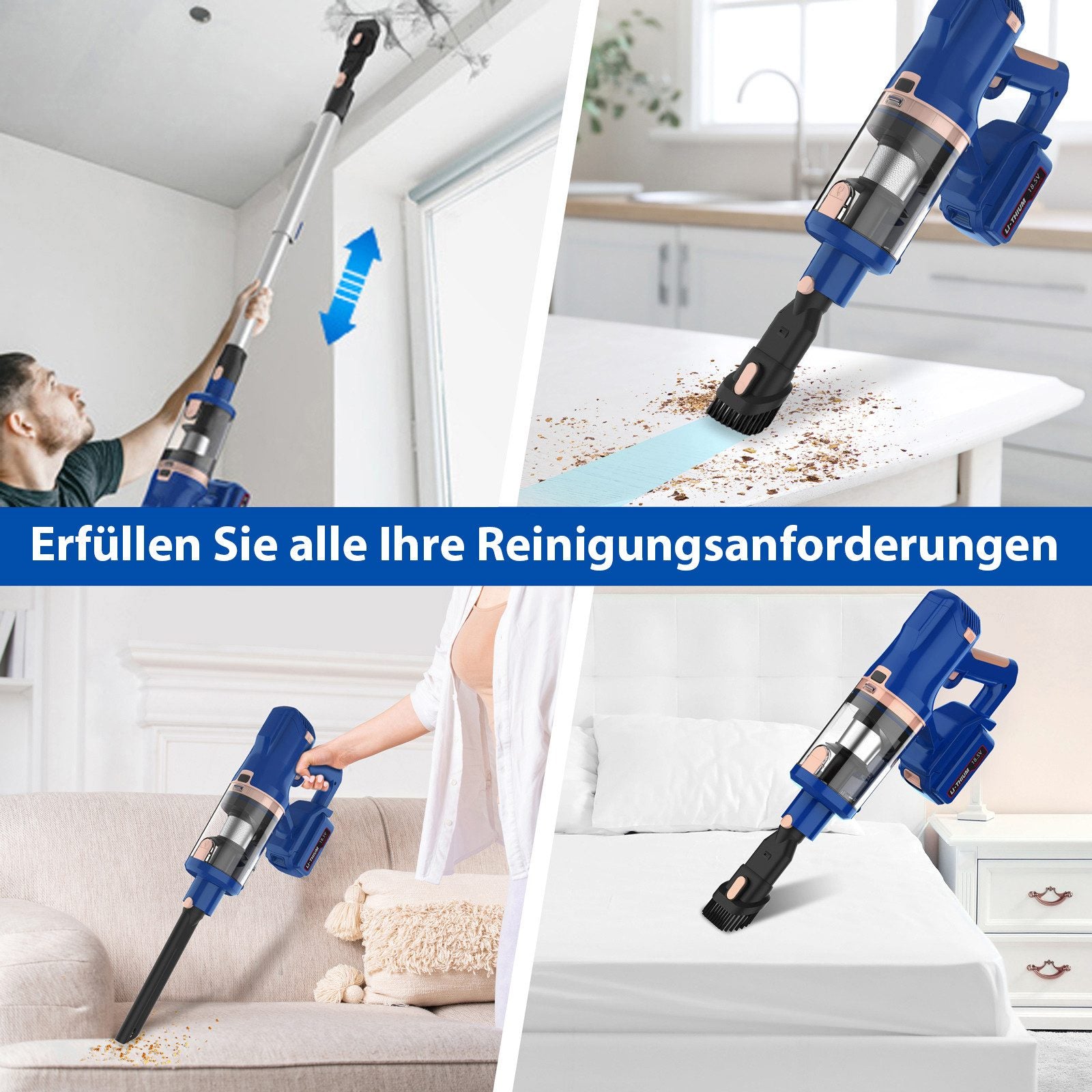 Grnintol V11 Akku-Hand-und Stielstaubsauger Akku Staubsauger,80000pa/4000mAh,Staubsauger Kabellos,LED Display UMLO