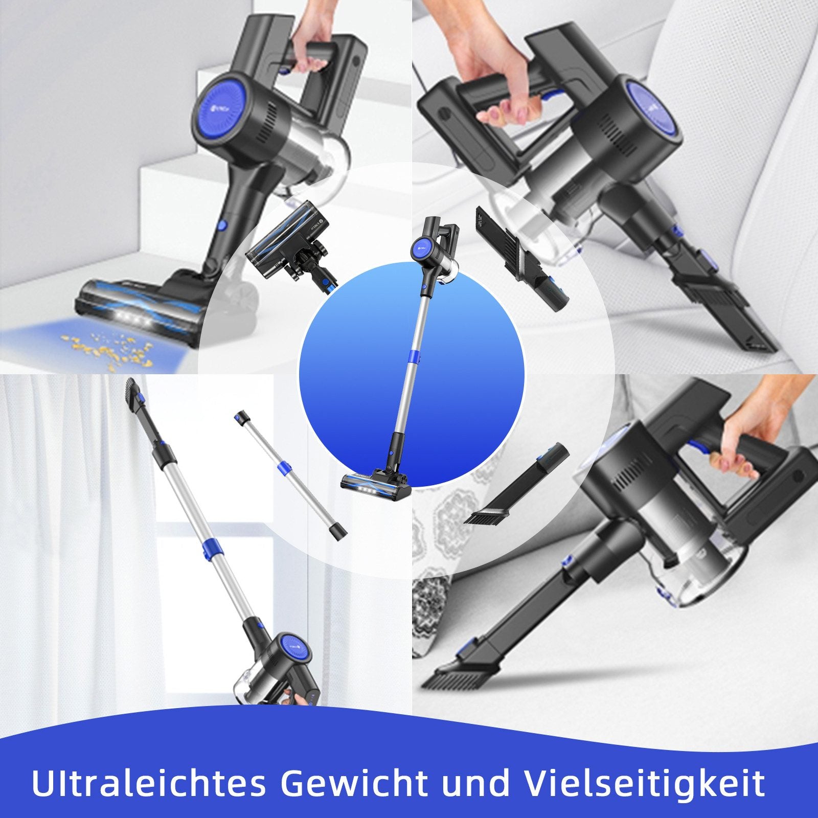 Grenintol S500 Akku-Hand-und Stielstaubsauger kabellos Staubsauger mit hoher Saugkraft,Akku Staubsauger