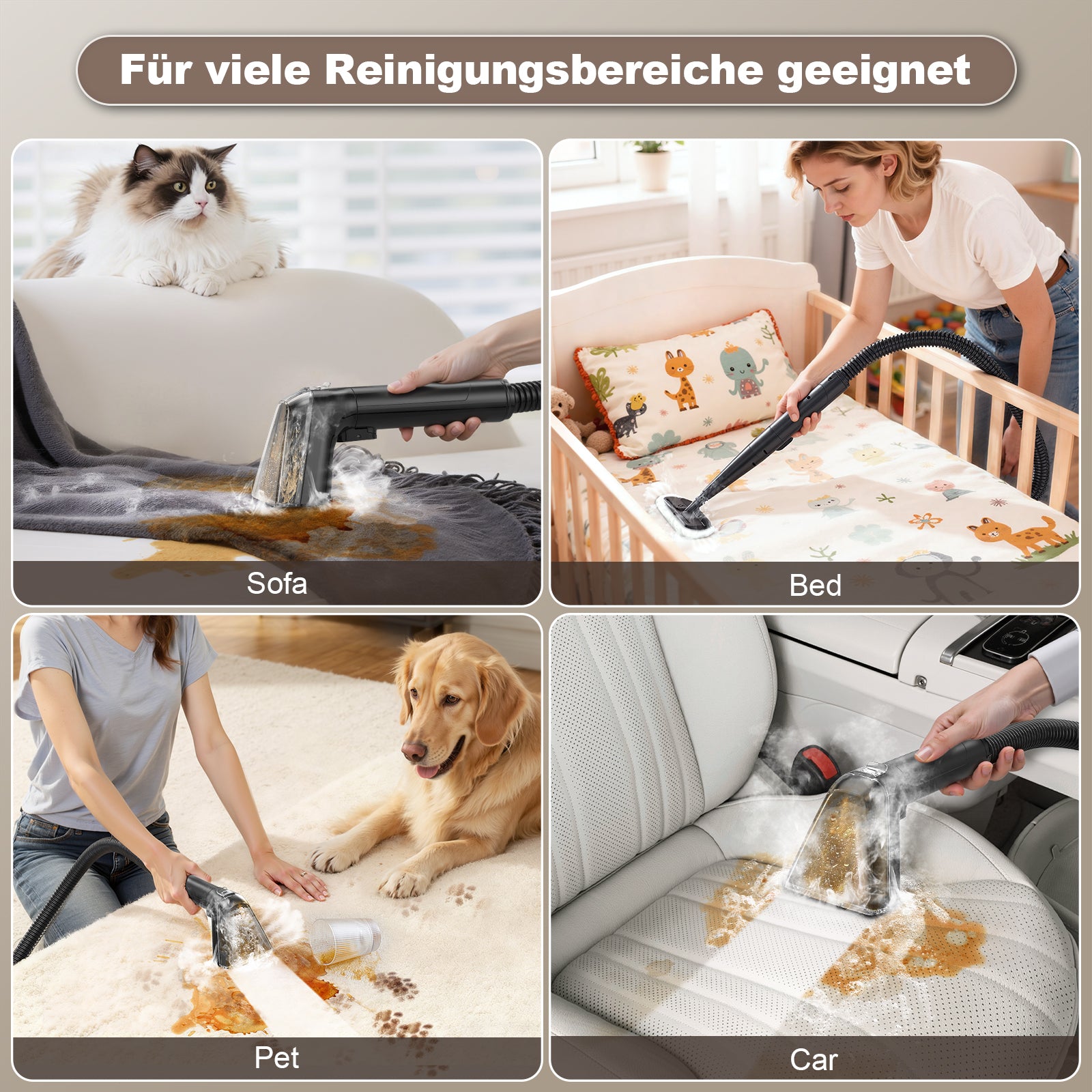 GRENINTOL Teppichreinigungsgerät,Waschsauger,Teppichreiniger,Polsterreiniger Gerät mit Dampferhitzung