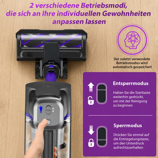 GRENINTOL Akku-Hand-und Stielstaubsauger Akku Staubsauger,65000pa/60min,3 Saugstufen