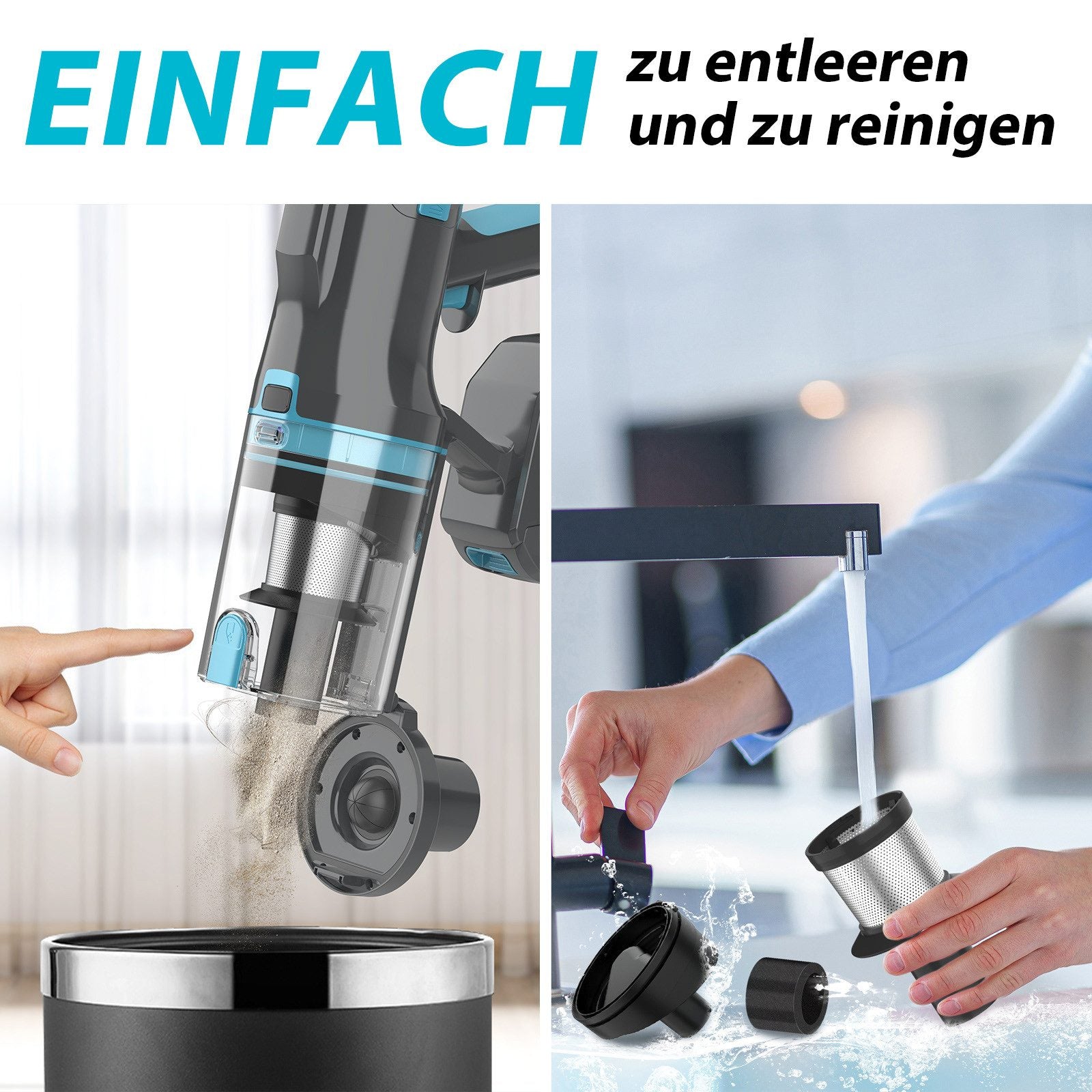 Grnintol V11 Akku-Hand-und Stielstaubsauger Akku Staubsauger,80000pa/4000mAh,Staubsauger Kabellos,LED Display UMLO