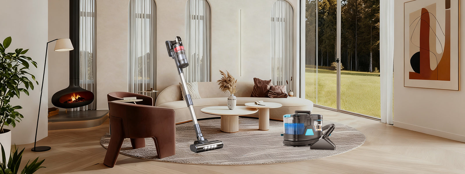 Grenintol Akku-Hand-und Stielstaubsauger Akku Staubsauger,65000pa/60min,3 Saugstufen, Kabelloser Staubsauger 2500mah*7 große Batterie,Laufzeit 60 min, Drei Leistungsstufen verfügbar,Intelligente Speicherfunktion